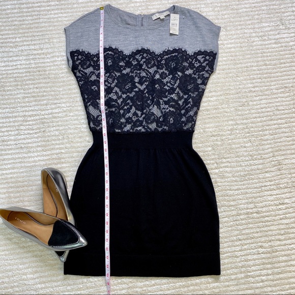 NWT Loft grey and black lace sweater dress - Picture 8 of 13